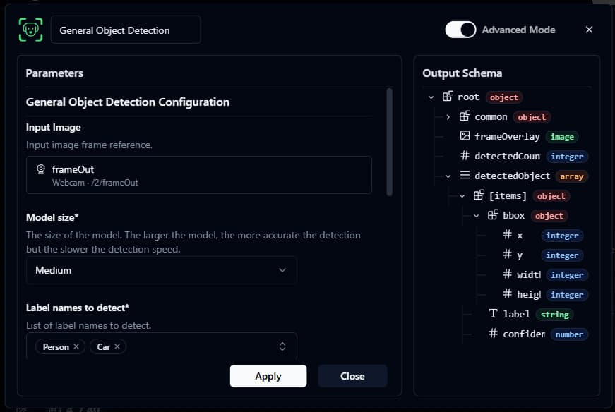 Configuring an AI detection node in Nara