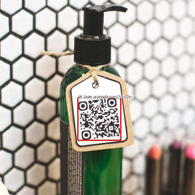 A bottle of lotion with a QR code on the label..